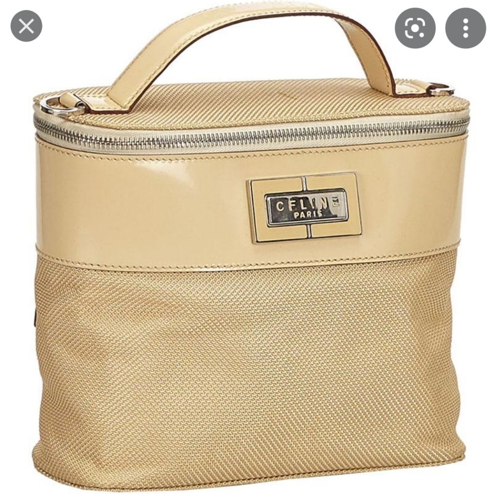 Beige Chemical fiber patent leather cosmetic bag
